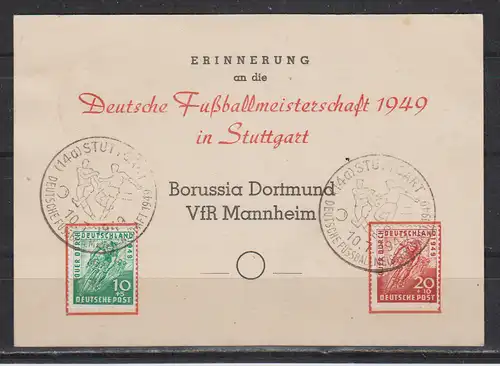 All. Bes. Bizone 1949 Nr 106/07 Sonderstempel Bizone 106/07 SK