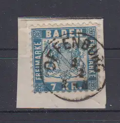 Altdeutschland Baden 1868 Nr 25 Bs o Briefstück Baden 25 o