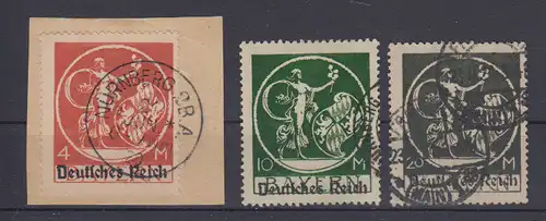 Deutsches Reich 1920 Nr 135 137 138 o Rundstempel (Datum und/oder Ort klar) Dt:Reich 136,137,138 o