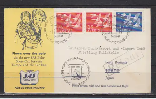 Schweden 1957 Nr 2x416 417 Brief Schweden MiF 416/417