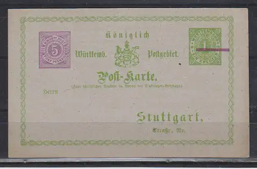 Altd. Württemberg 1875 Nr PP 2 ** Postfrisch / ** Württember PP 2 **