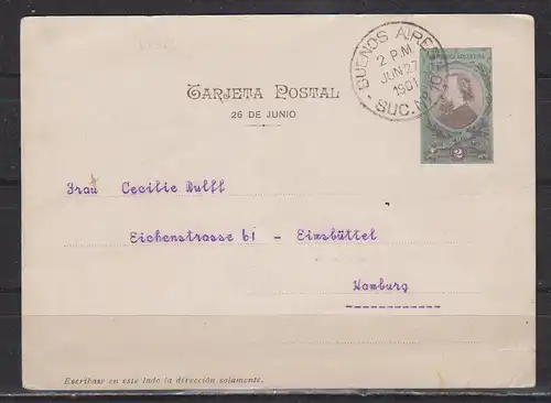 Argentinien 1901 Nr Ascher P 23B6 FDC Ersttagsstempel Argentinien P 23 o