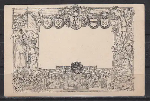 [Werbepostkarte] Die alten Burschen leben nocj Virtuti Victoria 26.Feb.1897... 