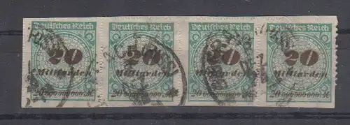Deutsches Reich 1923 Nr 329BP o 4er-Str. Zentraler Rund / Vollstempel Dt.Reich 329BP (4)