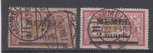 Memelgebiet 1922 Nr 28x+y o Zentraler Rund / Vollstempel Memel 28x+y o