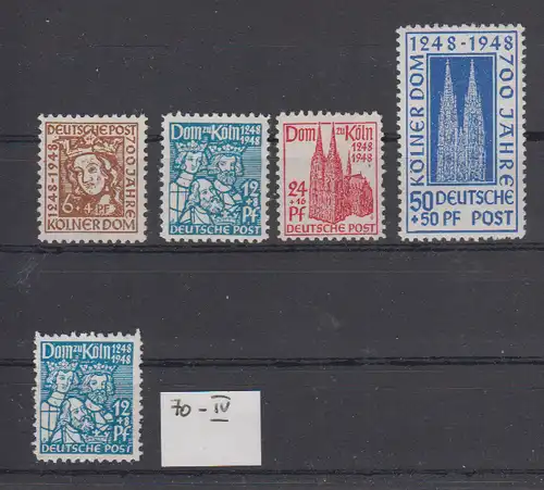All. Bes. Bizone 1948 Nr 69/72 + 70-IV ** Postfrisch / ** Bizone 69/72**