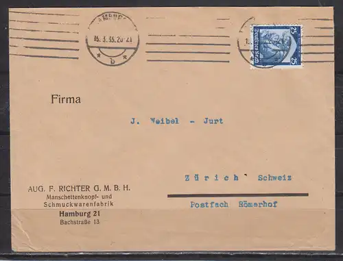 Deutsches Reich 1935 Nr 568 EF Brief Dt.Reich EF 568