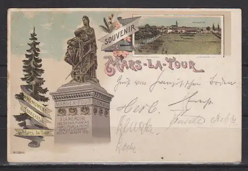 [Lithographie] Souvenir Mars-La-Tour  " A La Memoire des soldats francais ... 18 Aout 1870". 