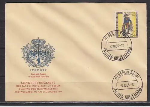 Berlin (West) 1955 Nr 131 FDC Ersttagssonderstempel Berlin 131 FDC