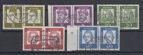 Bundesrep. Deutschland 1961 Nr 347x 348x 350x 352x 355x Paare o Rundstempel (Datum und/oder Ort klar) Bund 347x-255x o