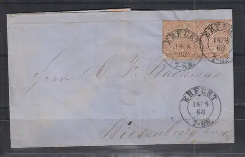 Norddeutscher Bund 1868 Nr MeF 3 Brief Nordd.Bund 2x3