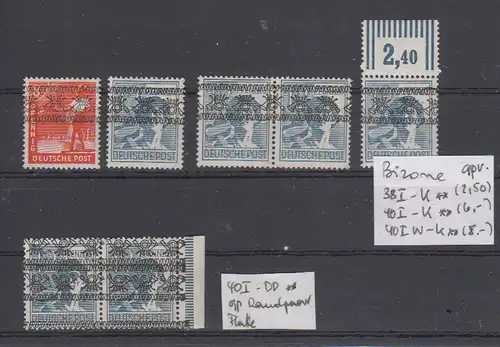 All. Bes. Bizone 1948 Nr 40I-DD ** Postfrisch / ** Bizone 40I-DD**