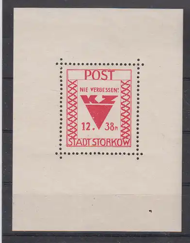 All. Bes. Sowj. Zone 1946 Nr Storkow Block 1A ** Postfrisch / ** Storkow Bl. 1A