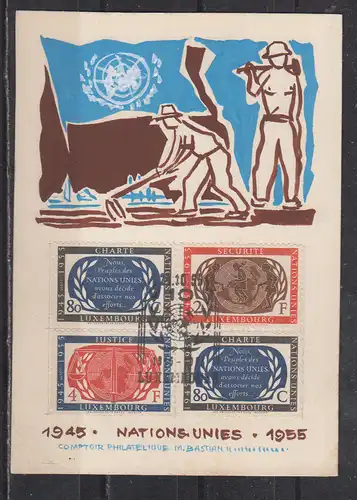 Luxemburg 1955 Nr 537/40 Sonderkarte SSt Ersttagsblatt Luxemburg 537/40 ESSt