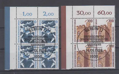 Berlin (West) 1988 Nr 798/99 Eck-4er-Bl. o Ersttagssonderstempel Berlin 798/99A o