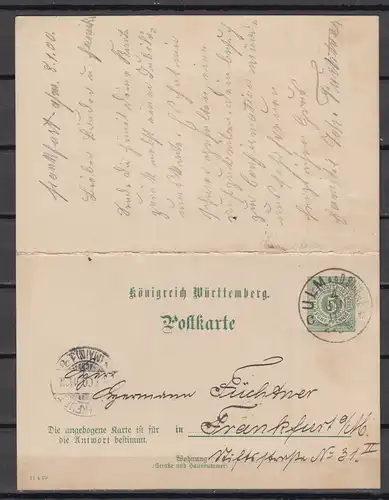 Altd. Württemberg 1900 Nr GZS P 40 oo Rundstempel (Datum und/oder Ort klar) Württemberg P 40 oo