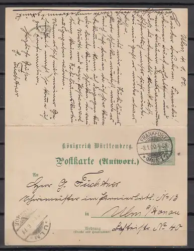Altd. Württemberg 1900 Nr GZS P 40 oo Rundstempel (Datum und/oder Ort klar) Württemberg P 40 oo