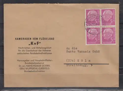 Bundesrep. Deutschland 1958 Nr 179 Brief Bund MeF 179