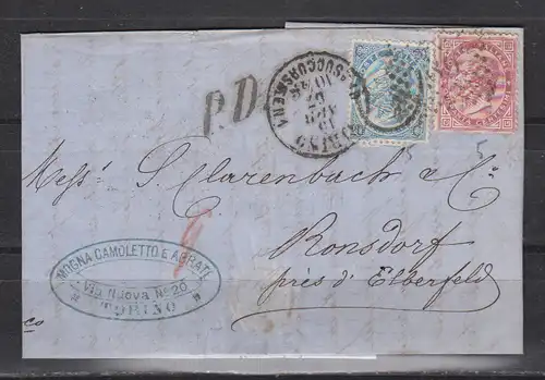 Italien 1867 Nr 20 25I Brief Italien MiF 20,25I