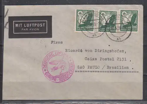 Deutsches Reich 1939 Nr 3x 535 als MeF Brief Dt.Reich MeF 535