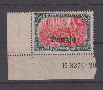 Freie Stadt Danzig 1920 Nr 15B HAN * Falz / Gummimängel / * Danzig 15B HAN *