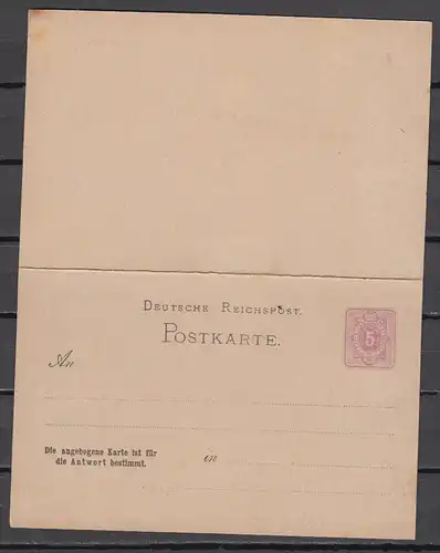 Deutsches Reich 1880 Nr Ganzsache P 11** Postfrisch / ** Dt.Reich P 11**