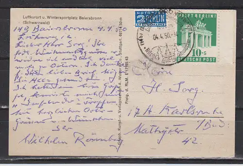 All. Bes. Bizone 1950 Nr EF 101 Ansichtskarte Bizone EF 101