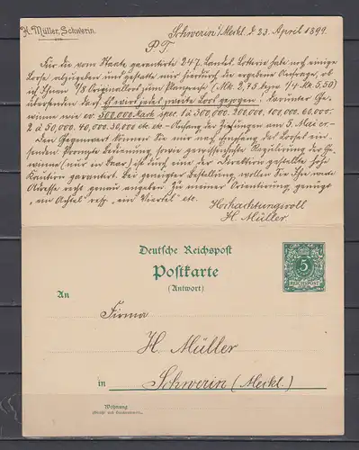 Deutsches Reich 1899 Nr Ganzsache P 38I o Rundstempel (Datum und/oder Ort klar) DR P 38I o