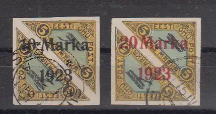 Estland 1923 Nr 43B/44Ba o Rundstempel (Datum und/oder Ort klar) Estand 43/44B o