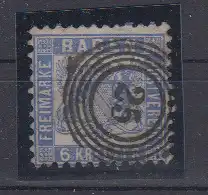 Altdeutschland Baden 1862 Nr 19 o Zentraler Rund / Vollstempel Baden 19 o