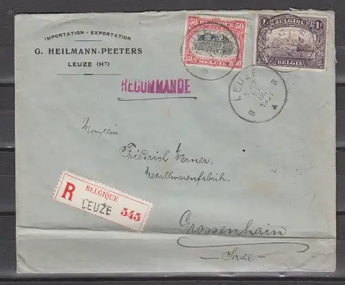 Belgien 1921 Nr MiF 123 125 Brief Belgien 123,125