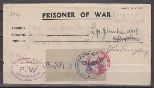 Deutsches Reich 1944 Nr ohne Brief II.WK KgP Algerien