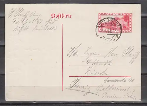 Saargebiet/Saarland 1931 Nr GZS P 21 o Brief Saargebiet P 21 o