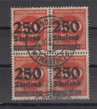 Deutsches Reich 1923 Nr 296 o 4er-Block Zentraler Rund / Vollstempel Dt.Reich 296 (4) o