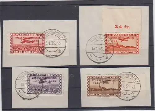Saargebiet/Saarland 1935 Nr 195/98 o Briefstück Saargebiet 196/98 o