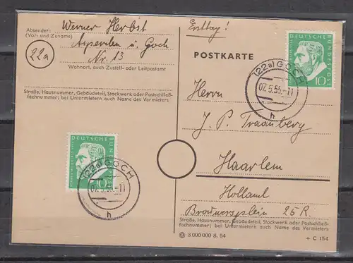 Bundesrep. Deutschland 1955 Nr 209 Ersttagskarte Brief 209 FDC