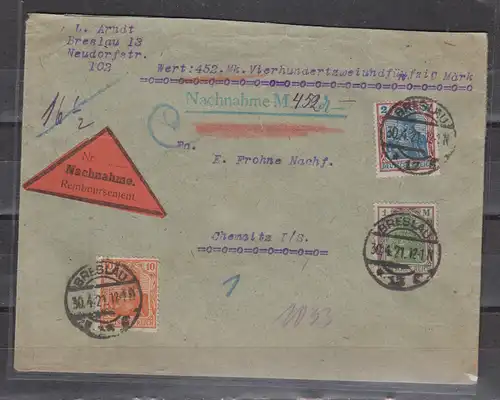 Deutsches Reich 1921 Nr 141 150 152 Brief