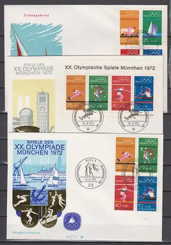 Bundesrep. Deutschland 1972 Nr H-Bl. 22 734/37 Bl. 8 je FDC Ersttagssonderstempel