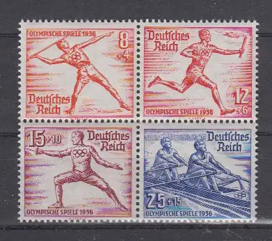 Deutsches Reich 1936 Nr 628/31 ** Herzstück aus Bl. 6 Postfrisch / **