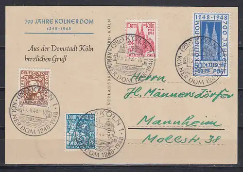 All. Bes. Bizone 1948 Nr 69/72 Sonderkarte Brief