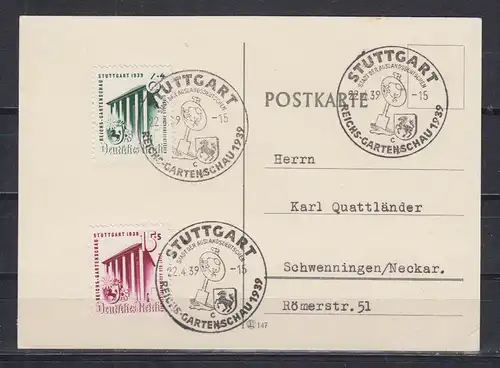 Deutsches Reich 1939 Nr 692/93 FDC Ersttagssonderstempel