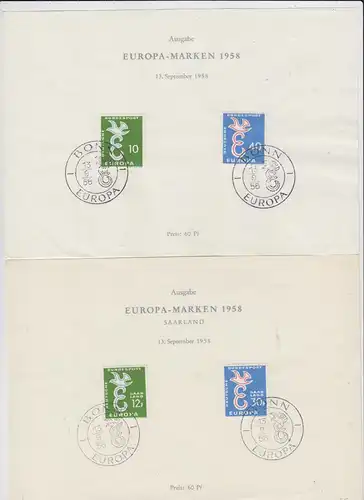 Bundesrep. Deutschland 1958 Nr 295/96 Sonderblatt Ersttagssonderstempel