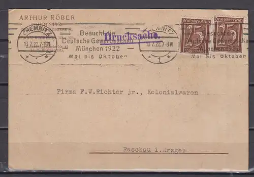 Deutsches Reich 1922 Nr Mehrfachfrankatur 180 Brief