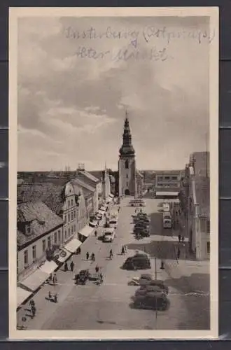 [Echtfotokarte schwarz/weiß] Insterburg,Ostpr. Alter Markt. 