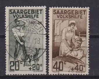 Saargebiet/Saarland 1926 Nr 104 105 o Zentraler Rund / Vollstempel