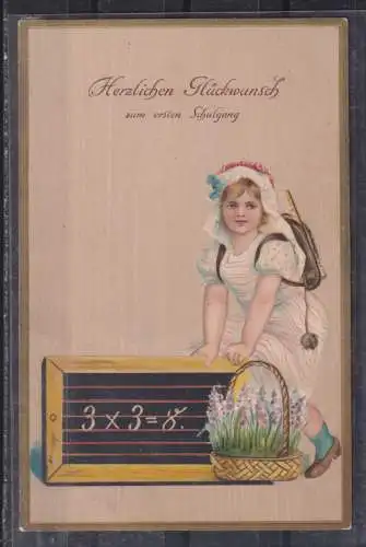 [Lithographie] Herzlichen Glückwunsch zum ersten Schulgang. 