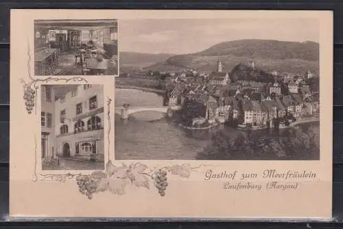 [Echtfotokarte schwarz/weiß] Gasthof zum Meerfräulein 
Laufenburg (Aargau). 