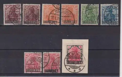 Saargebiet/Saarland 1920 Nr 44/49 o Rundstempel (Datum und/oder Ort klar)