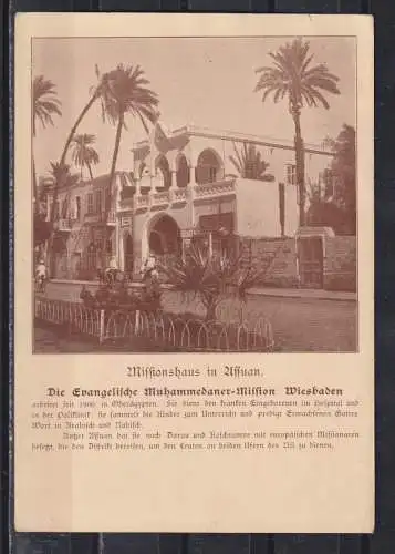 [Echtfotokarte schwarz/weiß] Missionshaus in Assuan / Die Evangelische Muhammedaner-Mission Wiesbaden. 