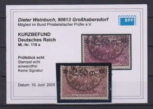 Deutsches Reich 1920 Nr 118a o Rundstempel (Datum und/oder Ort klar)